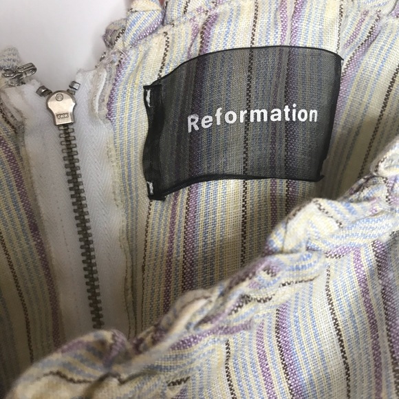 Reformation Ruffle Trim Smocked Stretch Mini Dress - Picture 4 of 8